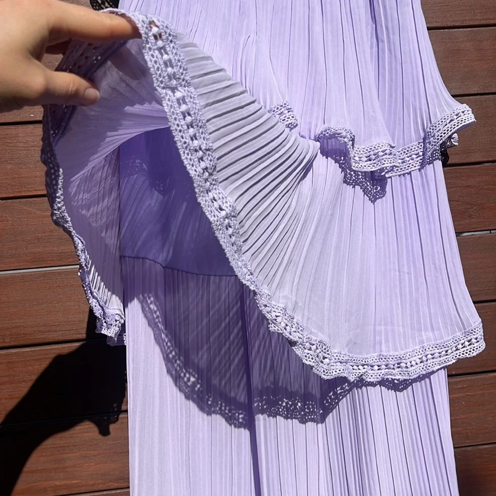 Elegant Lavender Ruffle Dress - Picture 4 of 5
